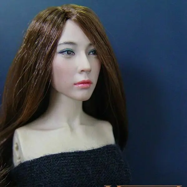 

KM037 1/6 Kumik Asian Girl Head Sculpt With Brown Straight Hair Fit 12'' Action Figure Body