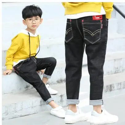 1801 thin jeans Г. Весенние детские джинсы для мальчиков однотонные тонкие джинсы для маленьких мальчиков, повседневные джинсы для больших мальчиков длинные брюки - Цвет: 1801 thin jeans
