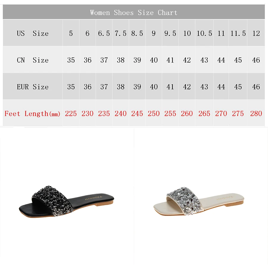Summer Slippers Women Shoes Square Head Flat Sexy Party Loafers Beach Ladies Slides Plus Size 41-44 Zapatos Mujer 2019 | Обувь