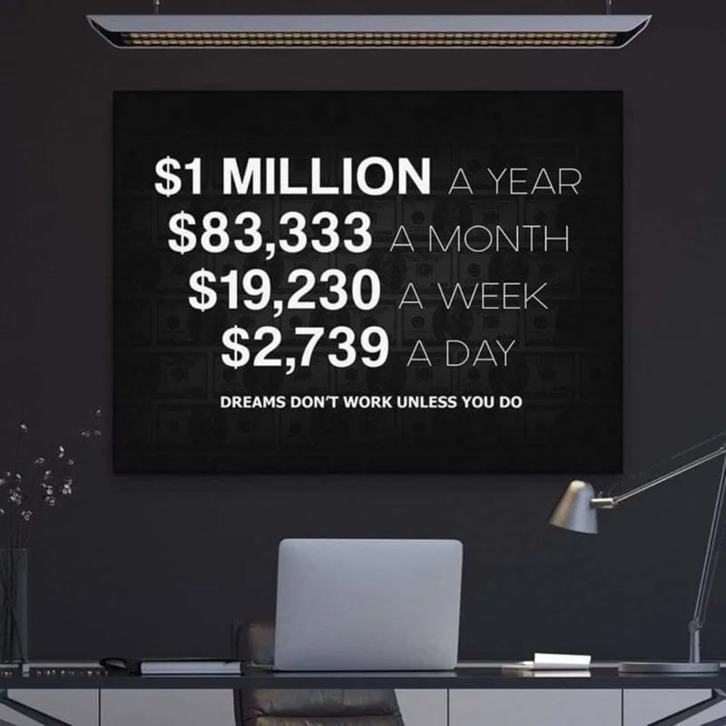 

1 Million Dollars A Year Home Decor Hd Artwork Poster Motivational Picture Canvas Painting Wall Art Office Living Bedroom Decor