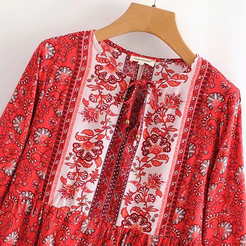 

Women Blouses Plus Size Puff Sleeve Top Bohemian Floral Print Button Up Shirt Blusas Mujer De Moda 2020 Verano Women Clothing