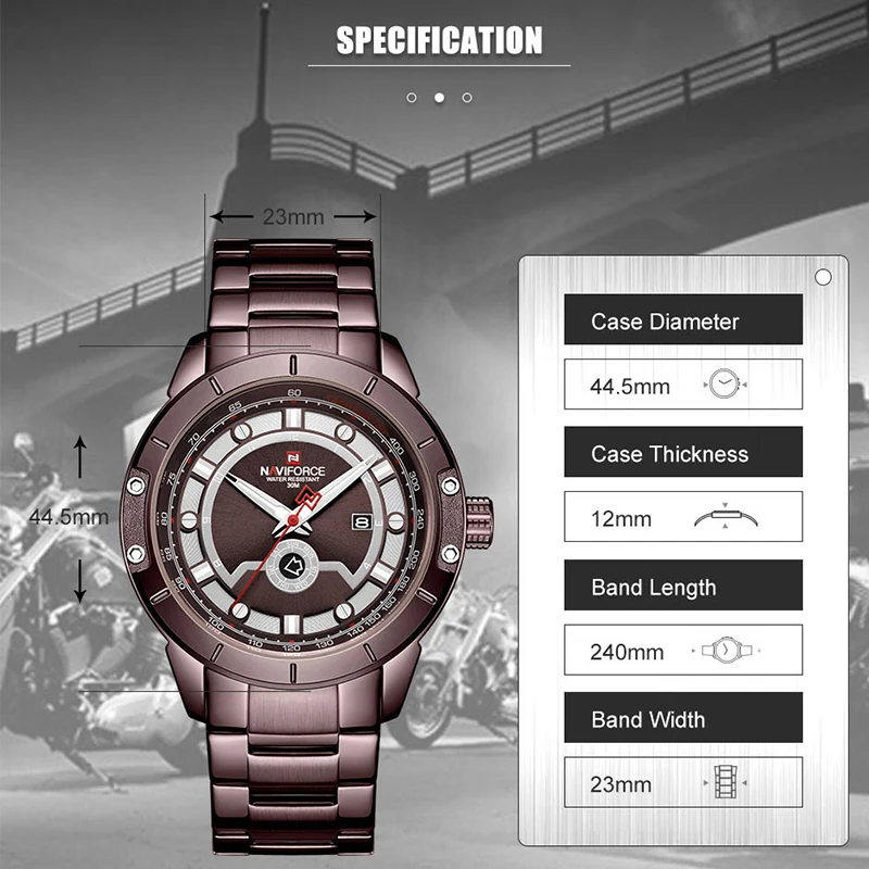 Часы NAVIFORCE мужские спортивные армейские кварцевые водонепроницаемые|Кварцевые