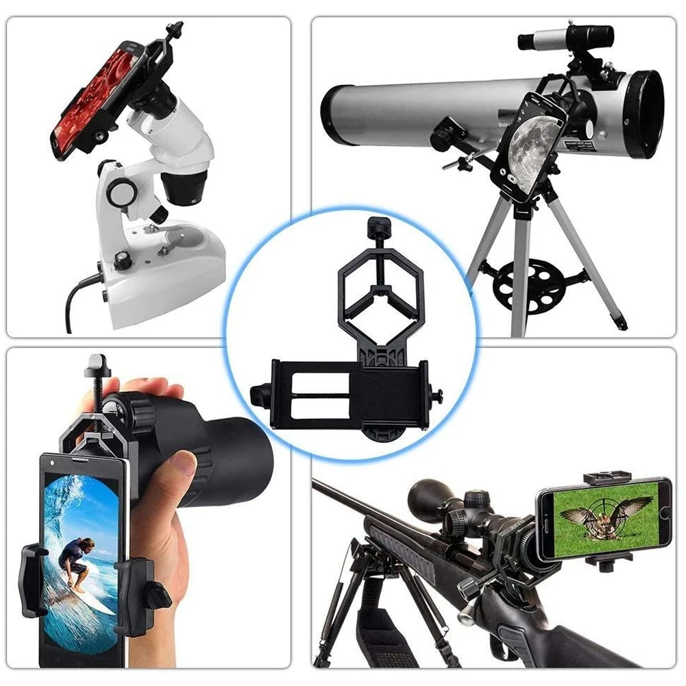 

Cellphone Telescope Adapter Mount Metal Black Work with Binocular Monocular Spotting Scope Microscope for iPhone Samsung HTC