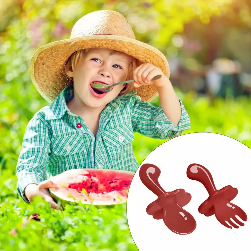 

2pcs/set Kids Feeding Spoon And Fork Household Pp Tableware Children's Anti-choking Training Spoon And Fork
