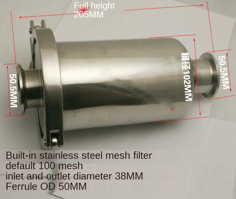

Sanitary Pipe Filter SS304 Pipe Filter Mirror Polish 100 Mesh Filter Element Tri Clamp Strainer Food Grade