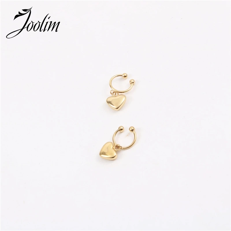 

Joolim Jewelry High End PVD Wholesale No Fade Fashionable Love Peach Heart Pendant Stainless Steel Earring For Women