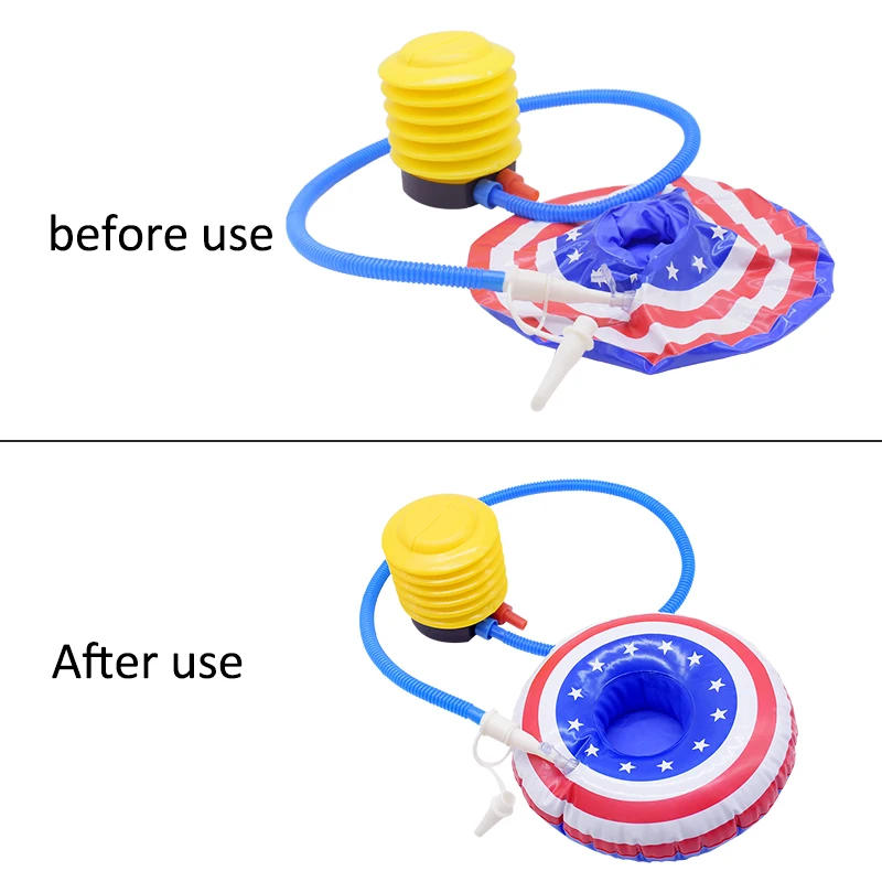 Насос воздушный пластиковый надувной с ножным насосом кольцо-поплавок для