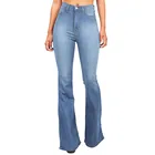 Женские расклешенные джинсы, Новые повседневные винтажные джинсовые брюки с высокой талией, Стрейчевые брюки с карманами, модель 2021 года, джинсы с широкими штанинами