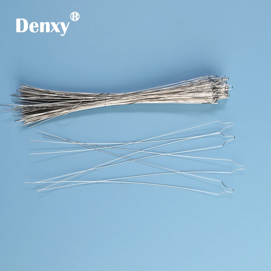 Denxy 500pc High Quality Long Type Metal Orthodontic Ligature Wire Orthodontic Bracket Kobayashi Preformed ligature tie Archwire