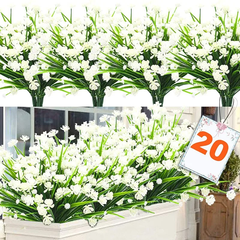 

HOT SALE 10 Pieces of Simulation 7 Fork Water Grass Rose Small Lotus Plastic Plant Fake Flower Home Decoration