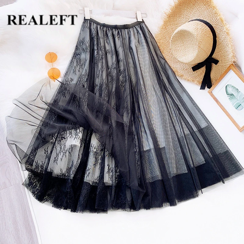 REALEFT новая весенне-летняя винтажная кружевная Лоскутная сетчатая фатиновая