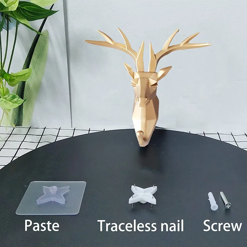 Настенный крючок с головой оленя Не оставляющий следов самоклеящиеся вешалки
