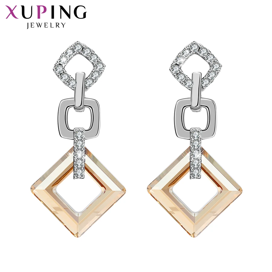 Xuping, изысканные цветные серьги, высокое качество, кристаллы от Swarovski, цветное покрытие, для женщин, подарок на день Святого Валентина, S89-202