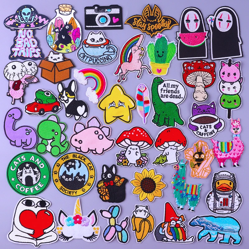 

Cute Cat Embroidered Patches For Clothing Thermoadhesive Patches Cartoon Patch Iron On Patches On Clothes Applique Animal Badges