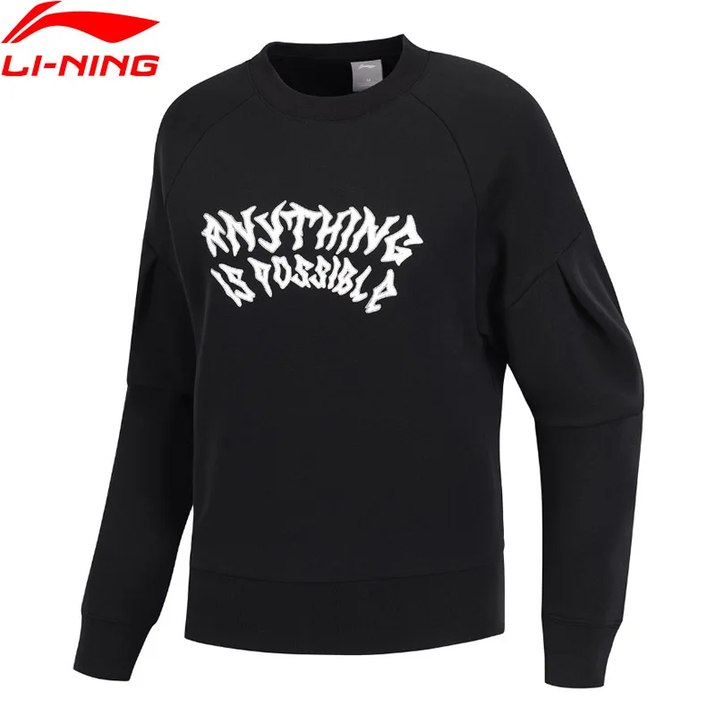 Женский свитер с принтом Li Ning классическая спортивная толстовка из 66% хлопка 34%