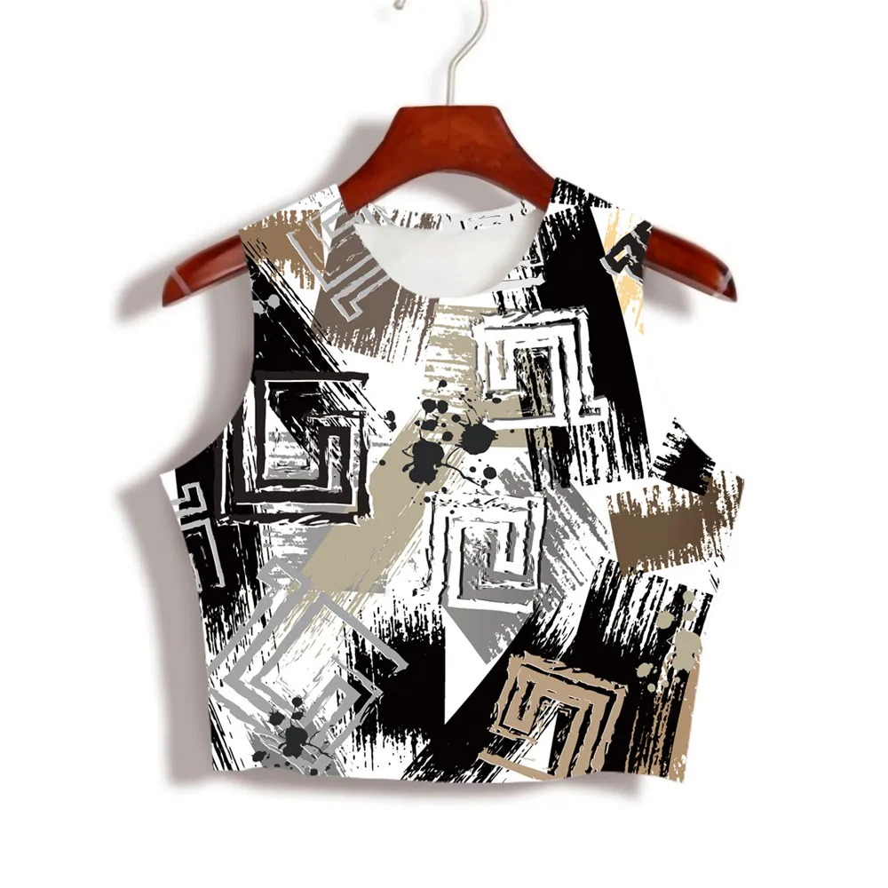 Custom Made your own designs Sublimation Print Ziggy Elegante Neturals Milk Silk sleeveless Crop Tops