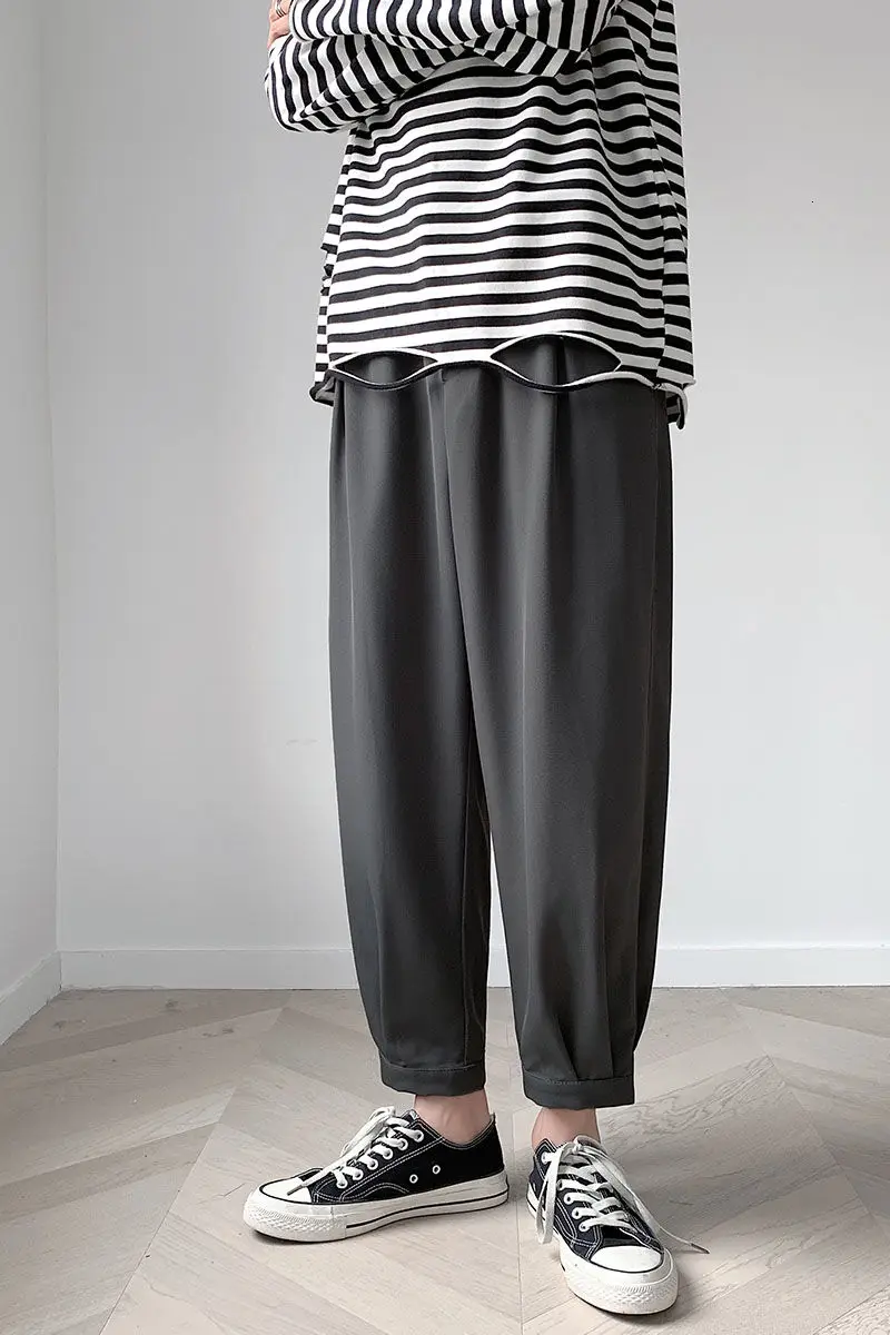 

Men's trousers 2021 spring and winter new solid color light and thin nine-point pants trousers loose casual young men's clothing