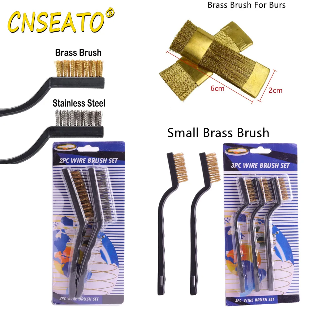 CNSEATO Dental Brass Wire Cleaning Brush /Stainless Steel Brush Rust Remove Clean Polishing Brush Flat For Instrument Burs