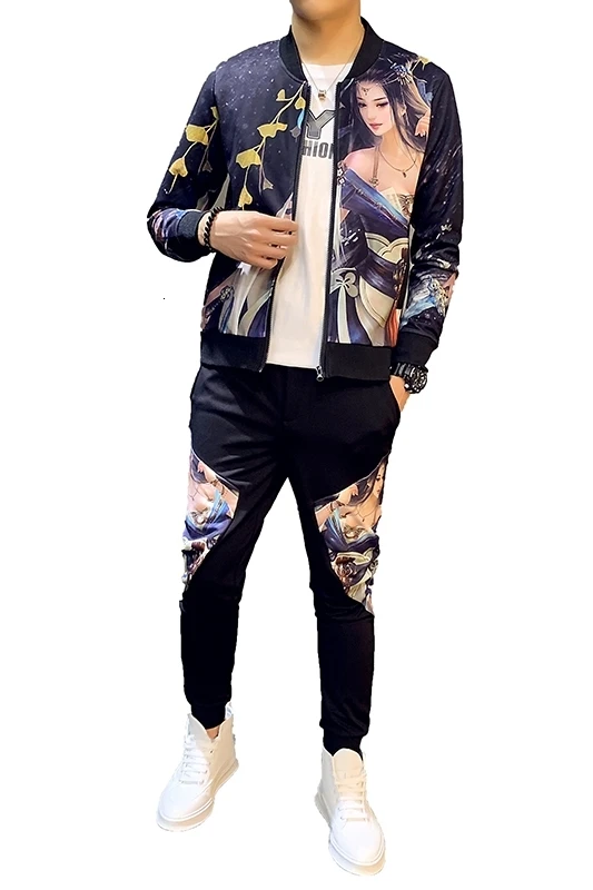 Chinese Style Winter Mens Set Pant Thick Warm Tracksuit 2-piece Track Suits Sweatsuit Man Plus Velvet To Keep | Мужская одежда