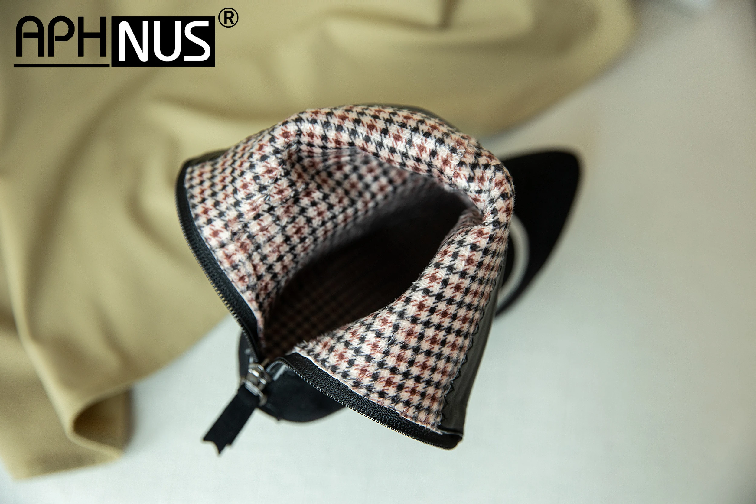 APHNUS/женские ботинки Короткие ботильоны Туфли лодочки на высоком каблуке Женская