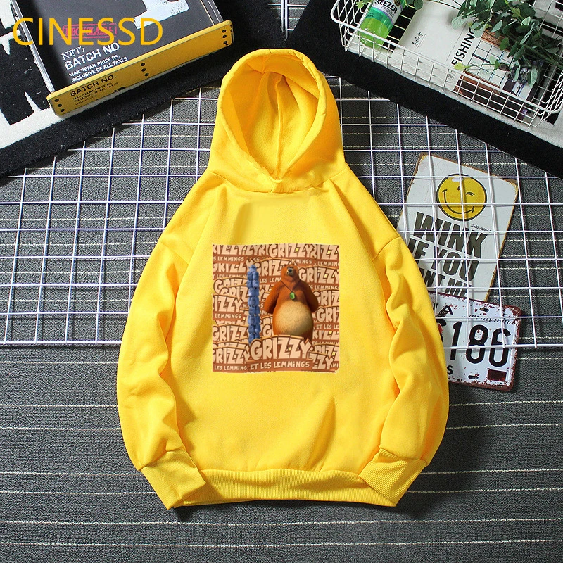 

Cartoon Grizzly And The Lemmings Kids Hoodies Funny Boys Clothes Winter Unisex Girls Top Sweatshirts Kids Plus Velvet Fleece