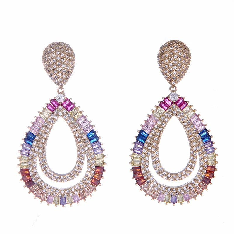 

Micro-inlaid zircon U-shaped bridal dress long tassel exaggerated earrings 210322-46