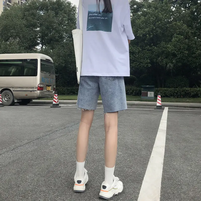 

New straight Hong Kong style high waist slim shorts
