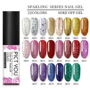 Блестящий УФ-гель PICT YOU, 22 цвета, блестящий Блестящий Полупостоянный отмачиваемый УФ-Гель-лак для ногтей