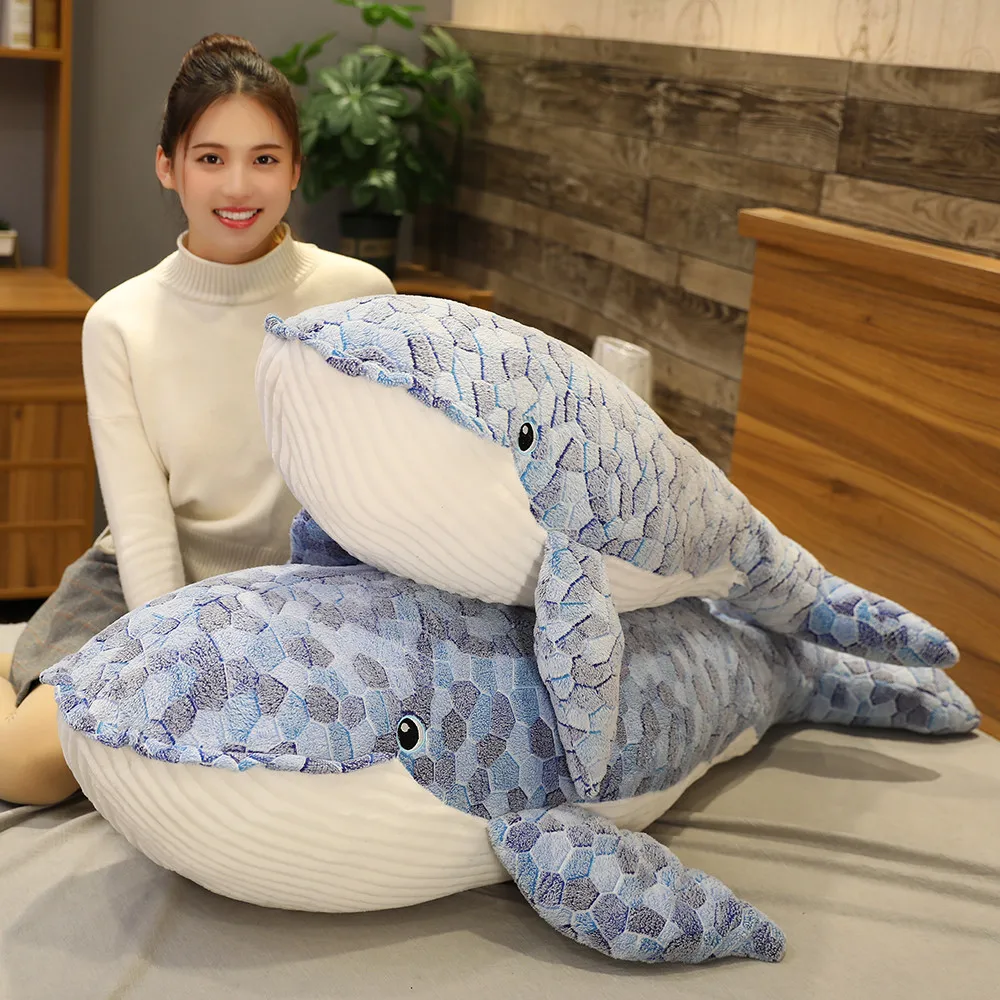 

80cm Giant Fantasy whale Pillow Plush Toys whale Stuffed Animal Patchwork Whale Doll Baby Sleeping Pillow Kids Girls Gifts