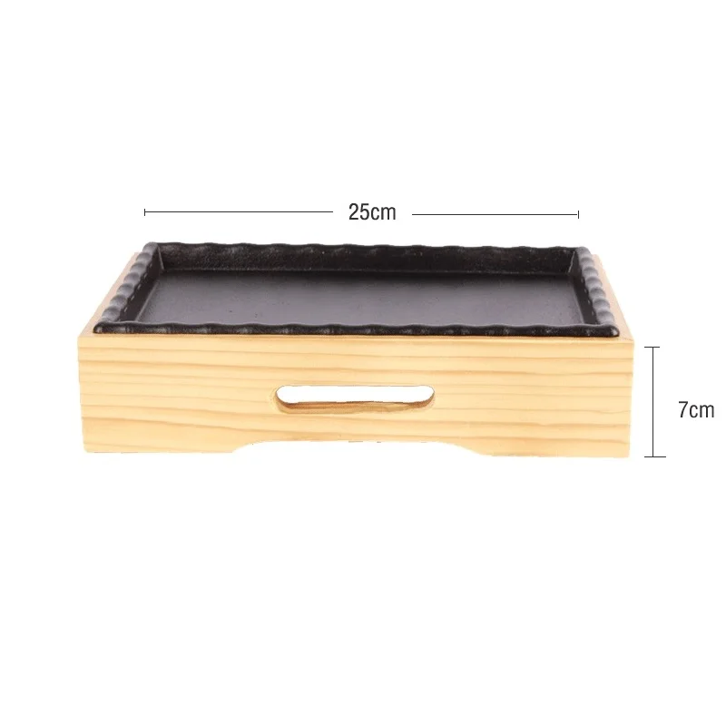 Плита для домашнего барбекю Teppanyaki гриль стейк чугунная рама деревянная