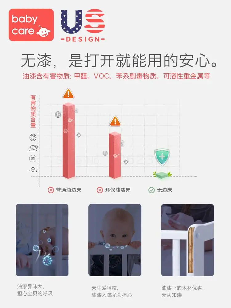 Детская кроватка из массива дерева многофункциональная кровать для