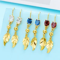 2021 korean fashion 24k gold color wedding jewelry earrings for women female leaf rhinestone earring sweet ear accessories