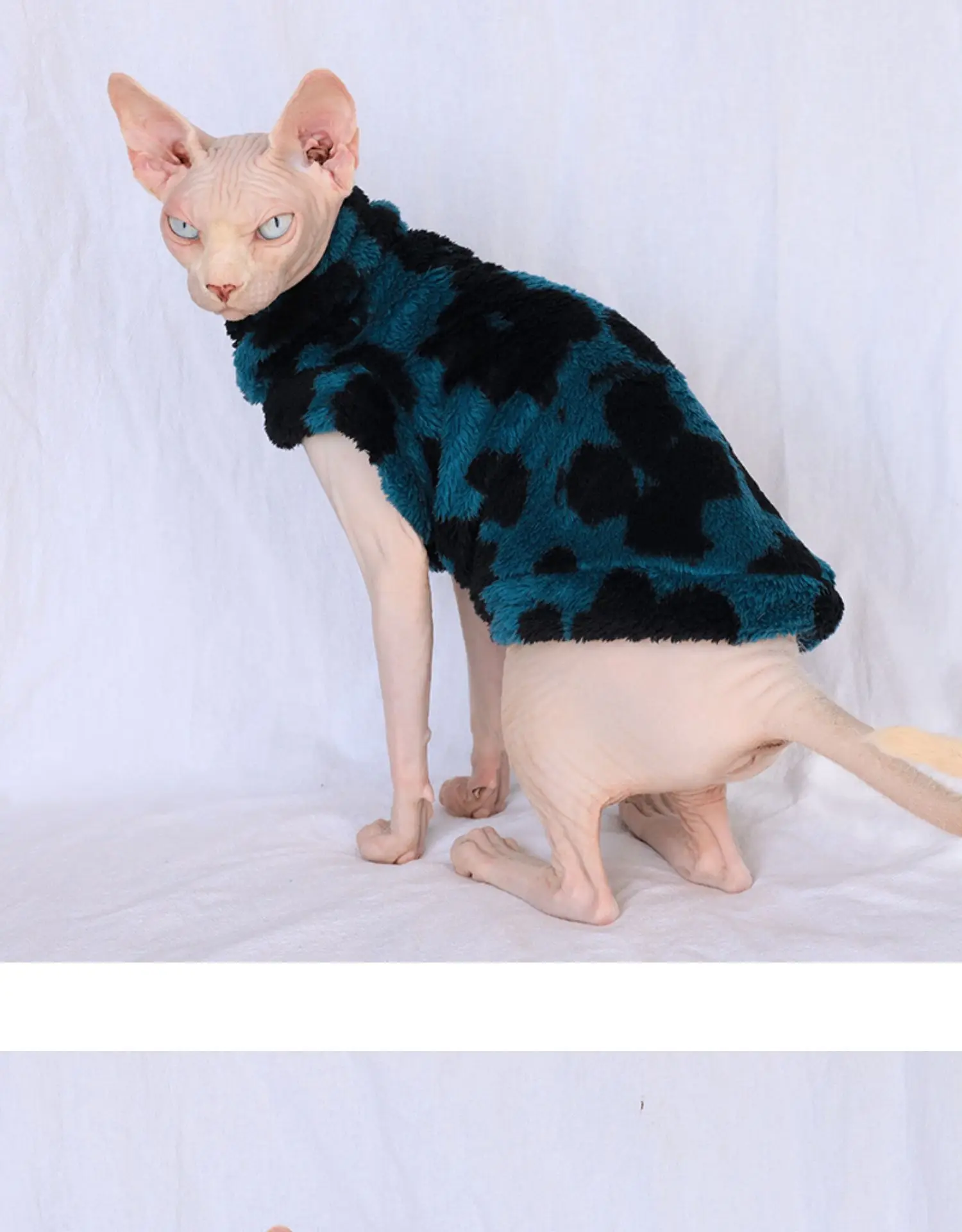 Hairless заказной свитер для кошки утолщенная сила осень и зима ins плюшевая утолщенная Коралловая плюшевая одежда для кошки Сфинкс