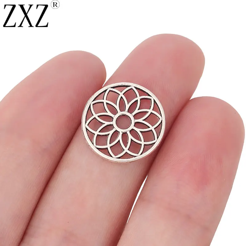 

ZXZ 50pcs Tibetan Silver Flower of Life Round Charms Pendants Double Sided for Bracelet Necklace Jewelry Making Findings 17x17mm