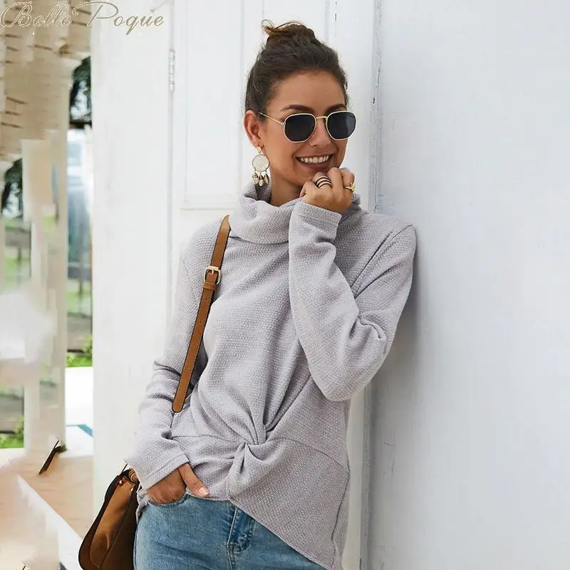 Belle Poque Женский вязаный джемпер с высоким воротом женский свитер Повседневный