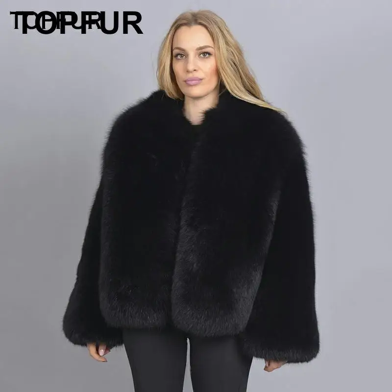 TOPFUR новый стиль натуральный Лисий мех куртка зимняя Роскошная Шуба из