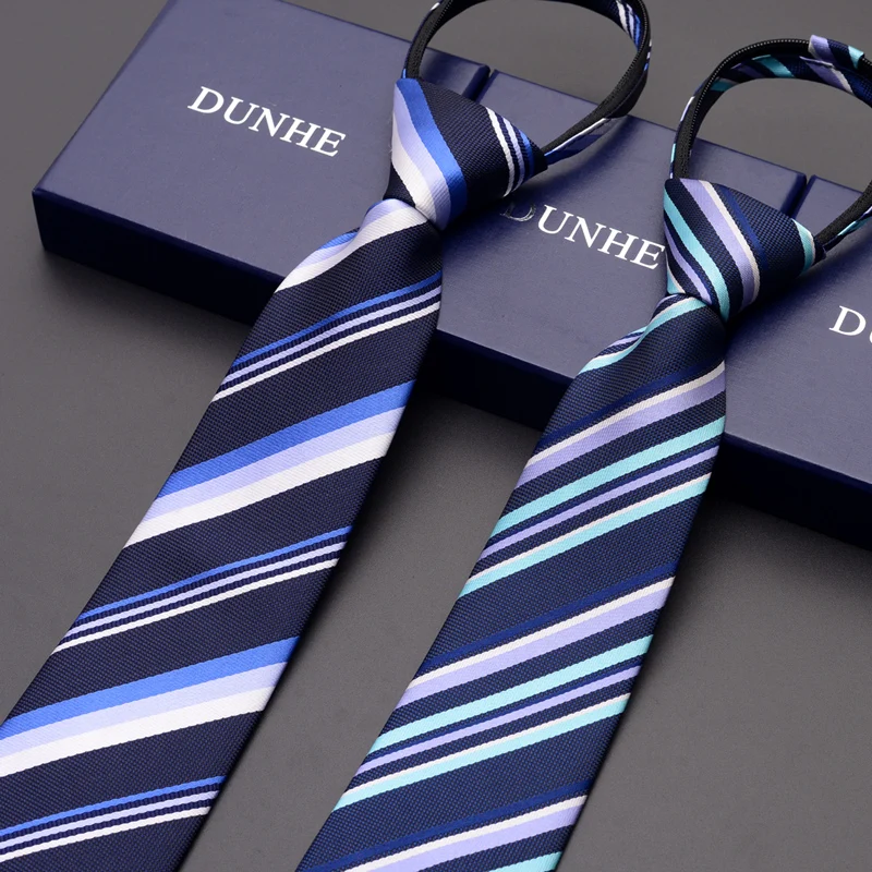 Галстук мужской деловой 8 см в полоску на молнии подарочной коробке|Мужские