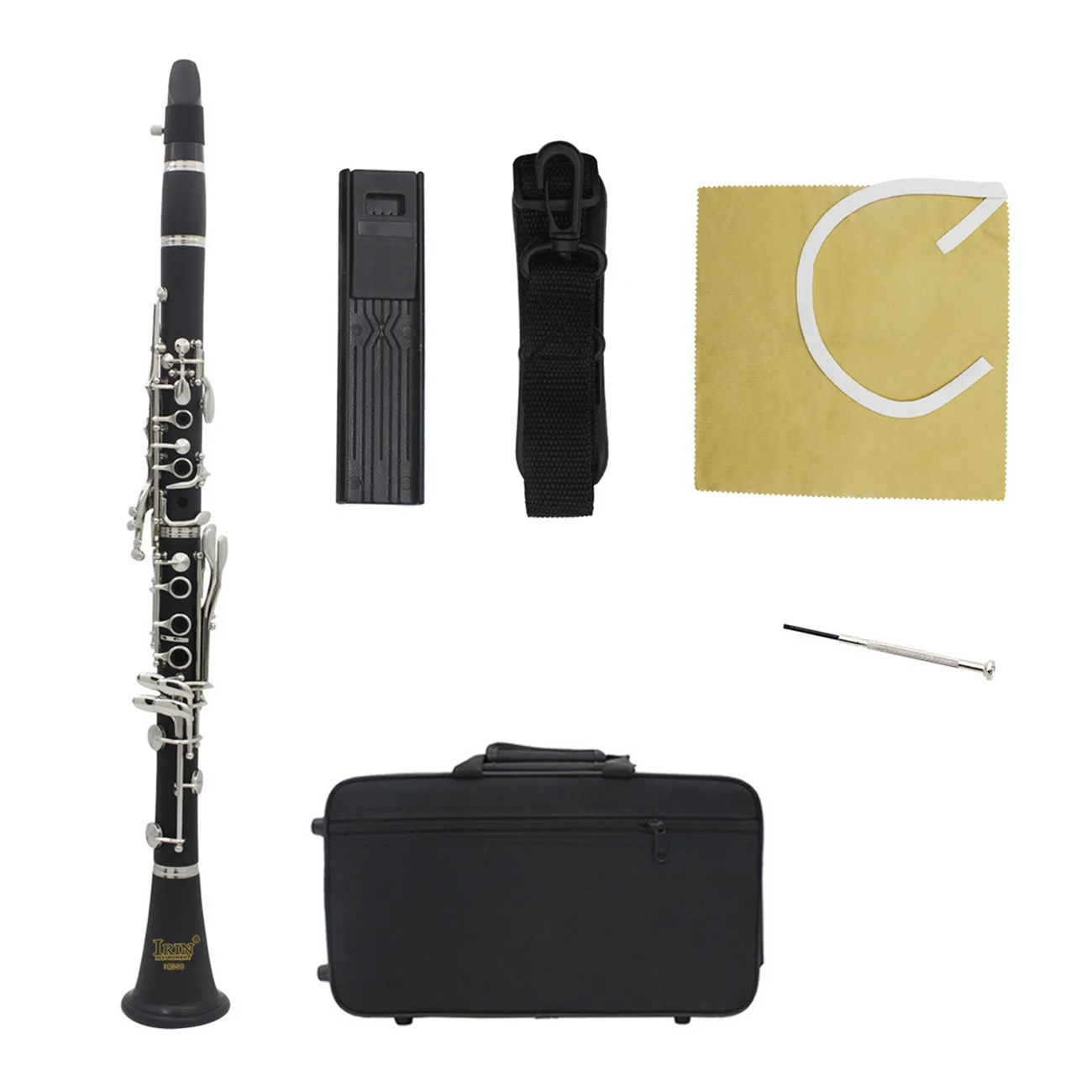 

IRIN IN560 Clarinet Instrument Mini Portable bB Key Musical Instrument With Cleaning Cloth Clip Screwdriver Strapfor Beginner