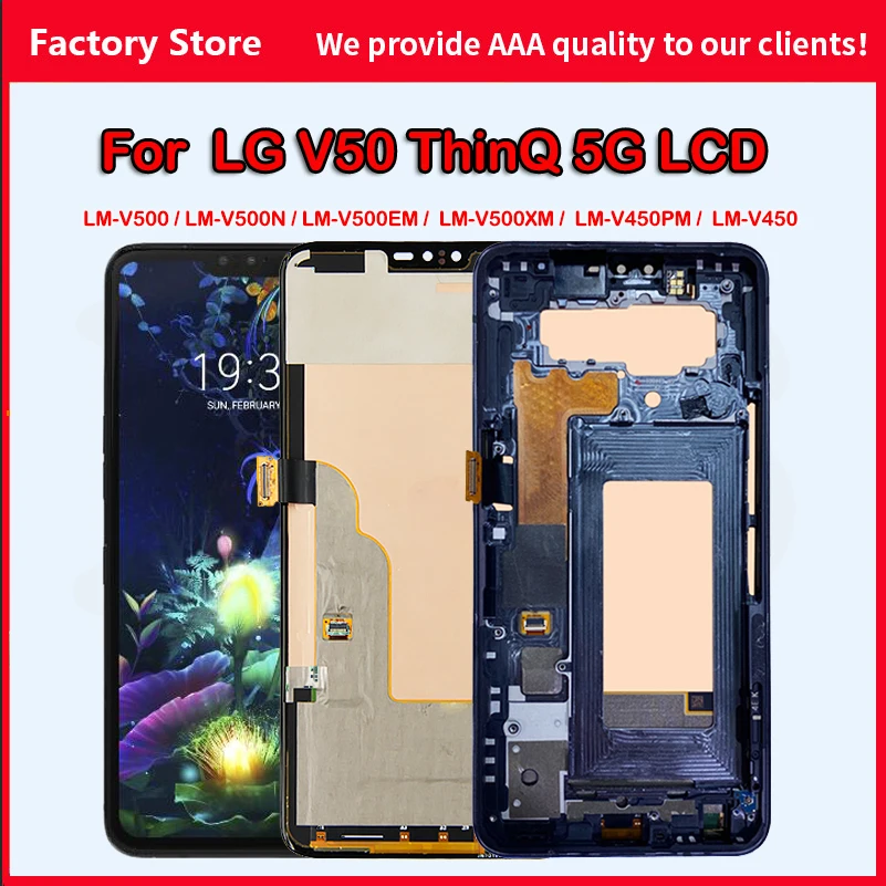 Original AMOLED For LG V50 ThinQ LM-V500  LM-V500N  LM-V500EM  LM-V500XM  LM-V450PM  LM-V450 LCD Screen Digitizer Assembly