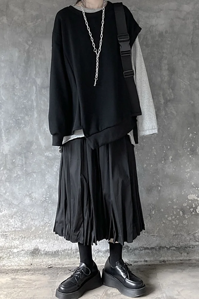 

DEAT 2021 New Spring And Autumn Fashion Casual Irregular Long Sleeve Solid Color Trend Pullover Sweatershirts Women's SL404