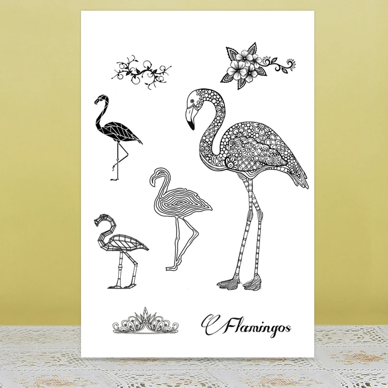 

AZSG Flamingo Clear Stamps/Seal For DIY Scrapbooking/Card Making/Album Decorative Silicone Stamp Crafts