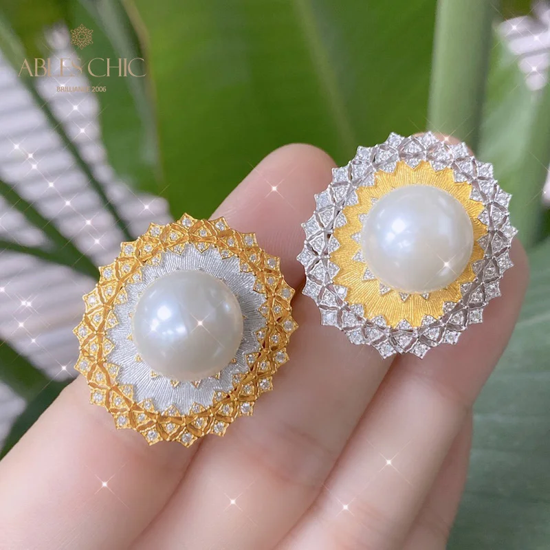 

6pcs 18K Gold Tone Shell Pearl Delicate Fretwork Renaissance Ring Solid 925 Silver Paved Zircons Big Wedding Rings C11R1S25732