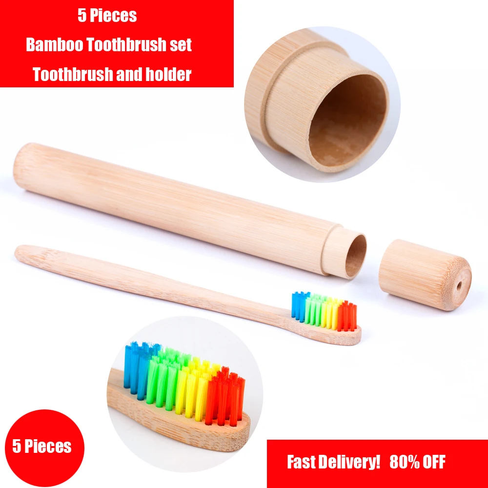 

5 шт продукты! Щубные щетки Портативный бамбуковая трубка tothbrush подставка держатель Чехол Коробка для отдыха на открытом воздухе Пеший Тури...