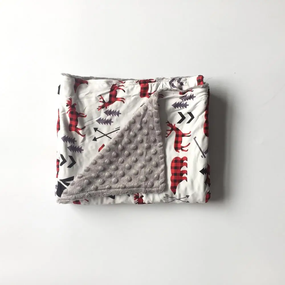 gray moose Детское одеяло с нашивкой Минки, вязанное, подарок для душа, детское Хлопковое одеяло, детское супер-мягкое одеяло, покрывало для сидения автомобиля - Цвет: gray moose