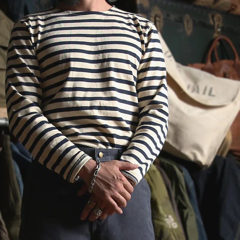 

Bronson Breton Stripe Shirts Long Sleeve Vintage Men French Sailor Naval T-Shirt