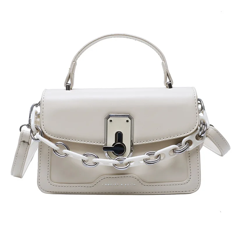 

Solid Color Thick Chain Small PU Leather Crossbody Bags For Women 2021 Summer Shoulder Cross Body Bag Ladies Handbags