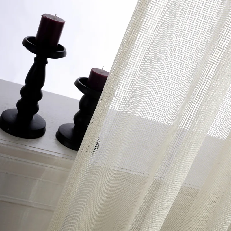 Современные бежевые клетчатые кружевные занавески кухонная вуаль тюль для