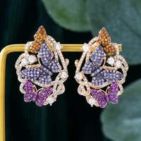 luxury shiny shiny summer beach butterfly dangle earrings high quality cz for women girl daily fashion romantic earring jewelry