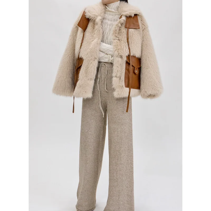 LUXUV Women's Imitate Fox Fur Coat Design Outwear Winter Jacket Overcoat Female Natural Parka Warm Clothing Plush Aesthetic Chic