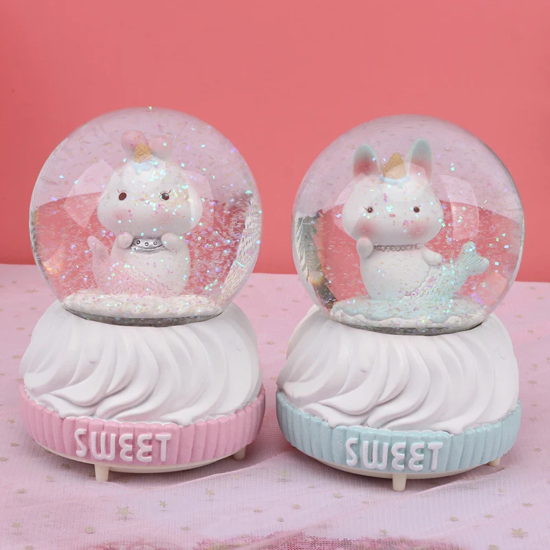 Мультяшная Русалка снежный шар хрустальный вращающаяся Рождественская